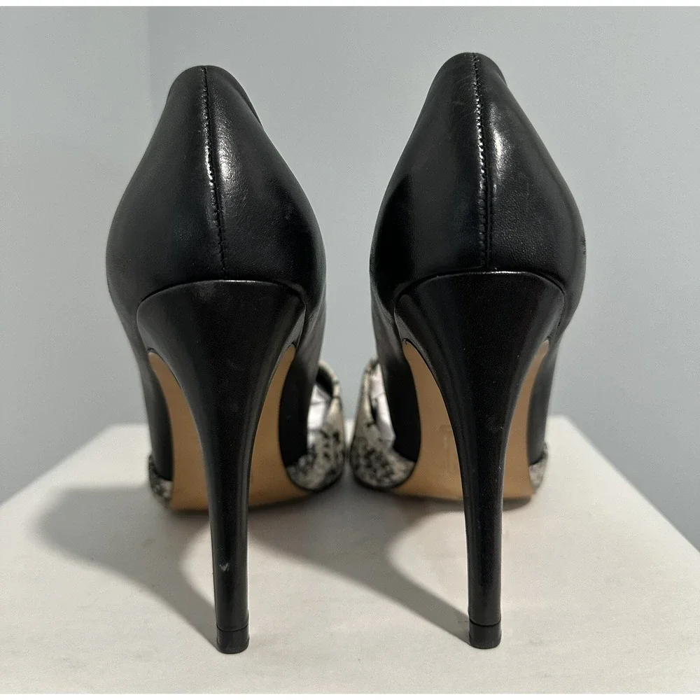 ALDO Black Stilettos Snake Print Toe Size 8 Two Tone Great Condition